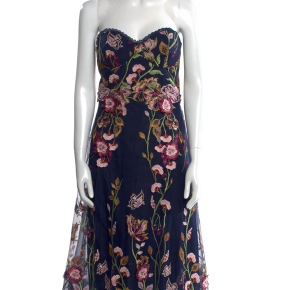 Marchesa Notte Embroidered Floral  Long Dress/Gown - Picture 2 of 5